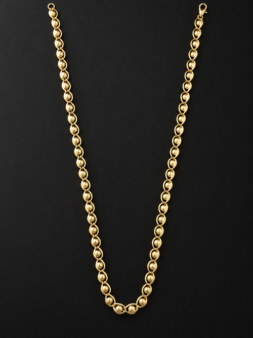 Ridhivam 18K Gold-Plated Anti-Tarnish Polished Bead Link Neck Chain | Premium Demi-Fine Jewelry