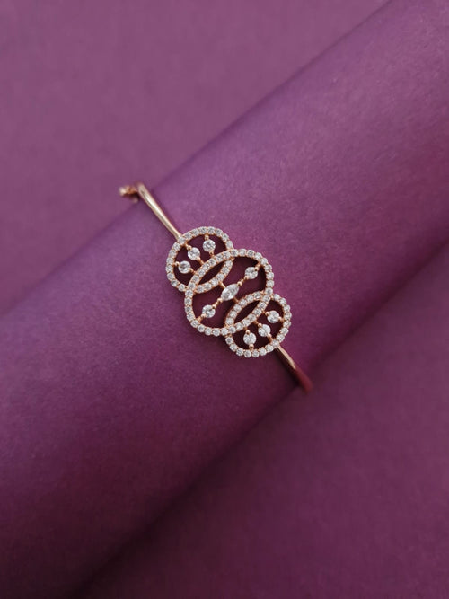 Rose Gold-Tone Interlocking Circle American Diamond Bangle