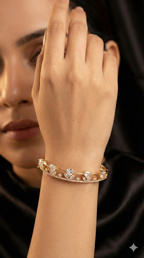 Modern Floating Diamond-Look Floral Bracelet