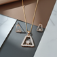 Rose Gold-Tone Geometric Trapezoid Floral Pendant Set