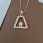 Rose Gold-Tone Geometric Trapezoid Floral Pendant Set