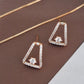 Rose Gold-Tone Geometric Trapezoid Floral Pendant Set