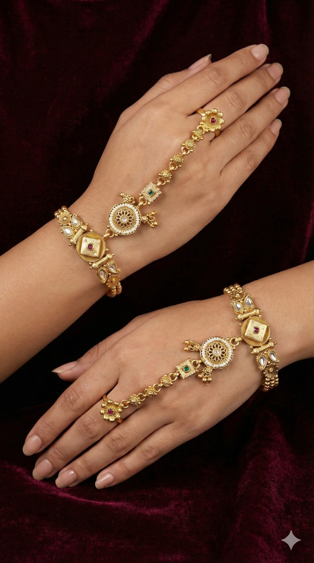 Heritage Bridal Panja Set with Ruby, Emerald & Kundan Accents