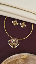 Antique Gold Hasli Collar Necklace with Sunburst Pendant