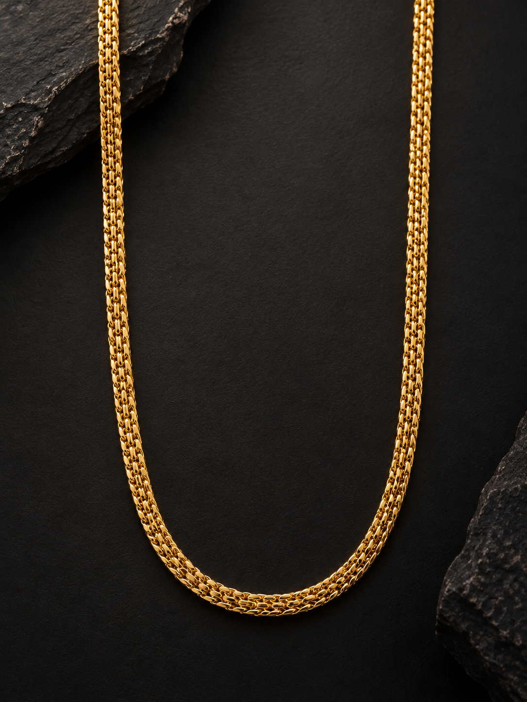 Ridhivam 18K Gold-Plated Anti-Tarnish Woven Mesh Neck Chain | Premium Demi-Fine Jewelry