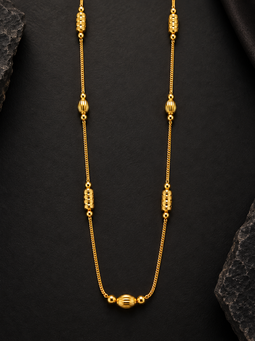 Ridhivam 18K Gold-Plated Anti-Tarnish Beaded Station Neck Chain | Premium Demi-Fine Jewelry