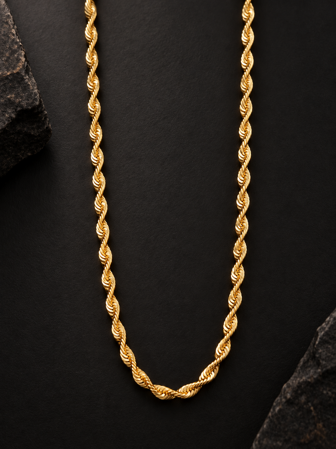Ridhivam 18K Gold-Plated Anti-Tarnish Twisted Rope Neck Chain | Premium Demi-Fine Jewelry