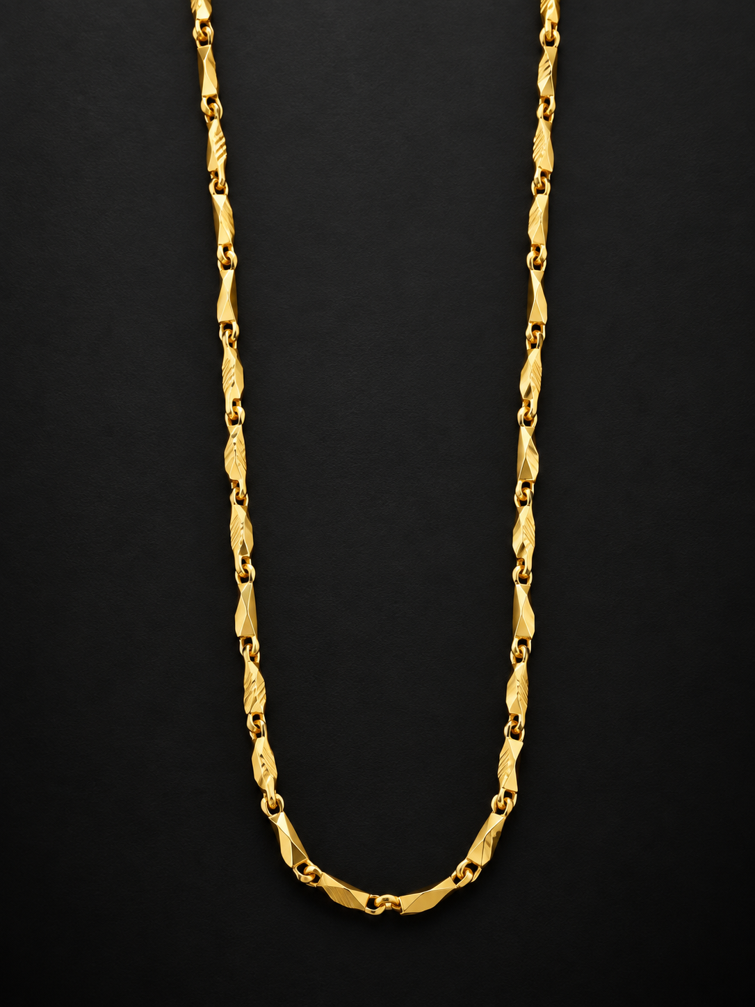 Ridhivam 18K Gold-Plated Anti-Tarnish Faceted Geometric Link Neck Chain | Premium Demi-Fine Jewelry