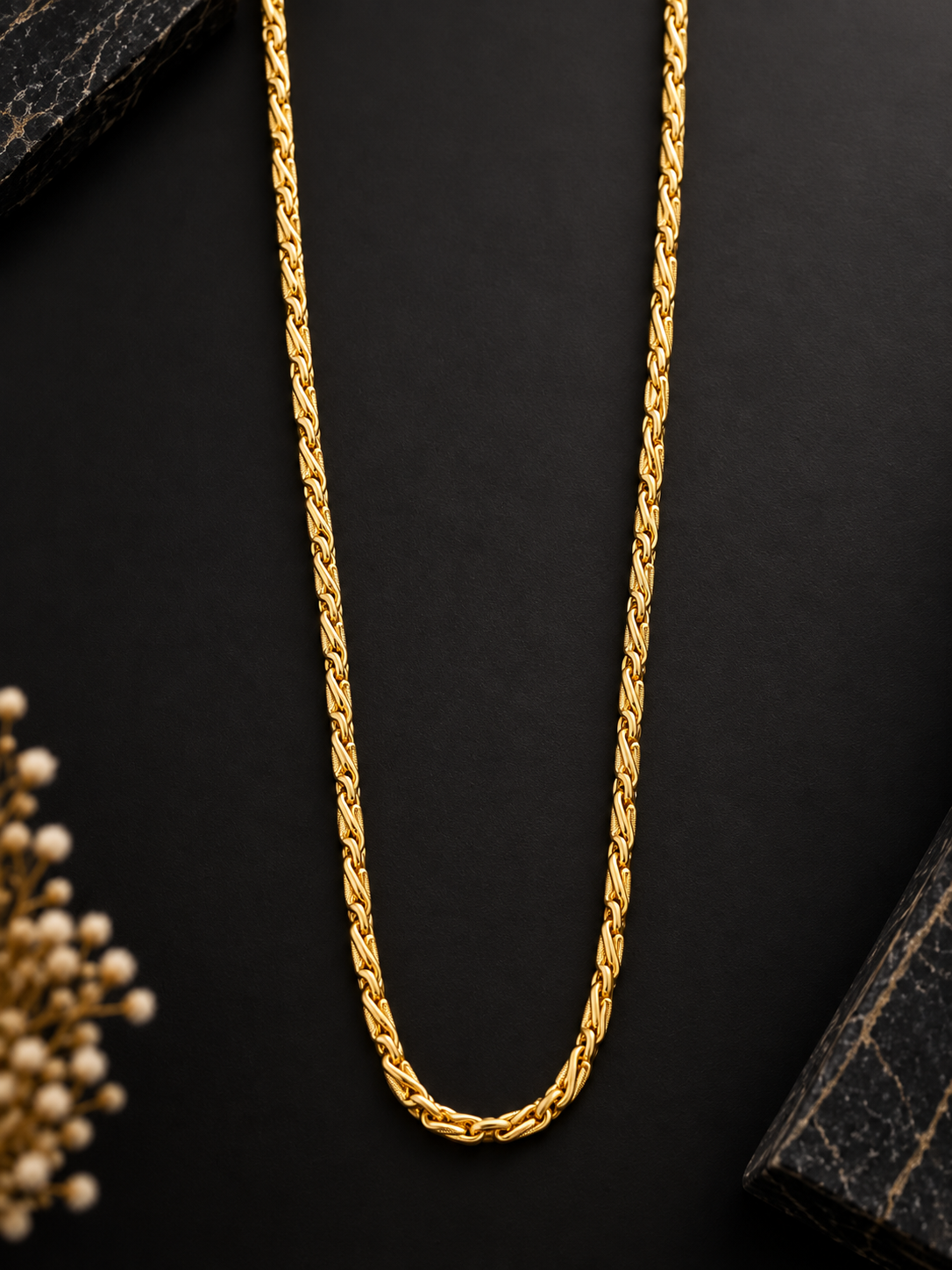 Ridhivam 18K Gold-Plated Anti-Tarnish Woven Wheat Neck Chain | Premium Demi-Fine Jewelry
