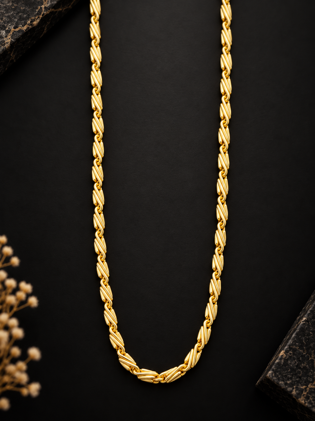 Ridhivam 18K Gold-Plated Anti-Tarnish Twisted S-Link Neck Chain | Premium Demi-Fine Jewelry