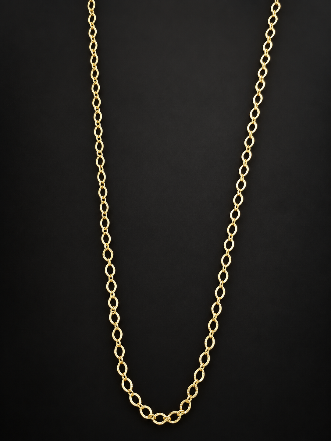 Ridhivam 18K Gold-Plated Anti-Tarnish Textured Oval Link Neck Chain | Premium Demi-Fine Jewelry