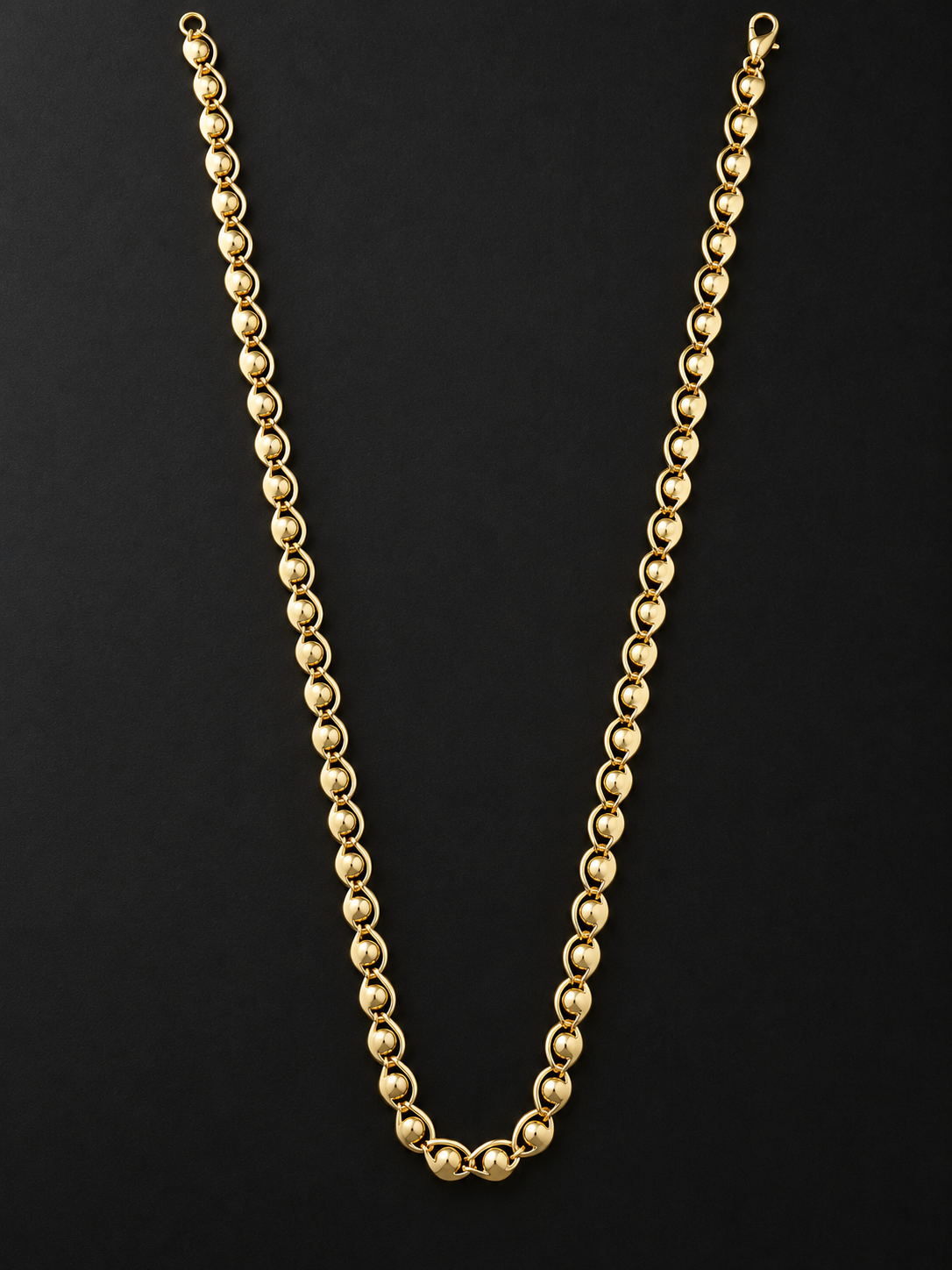 Ridhivam 18K Gold-Plated Anti-Tarnish Polished Bead Link Neck Chain | Premium Demi-Fine Jewelry
