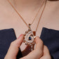 Rose Gold-Tone Sapphire Blue & Baguette CZ Pendant Set
