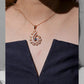 Rose Gold-Tone Sapphire Blue & Baguette CZ Pendant Set