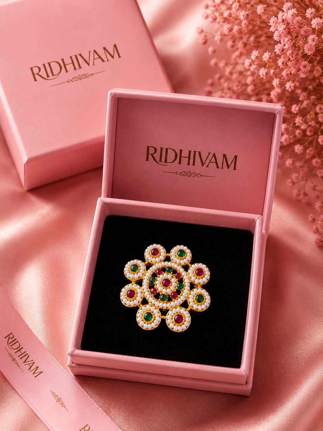 Royal Heritage Ruby & Emerald Seed Pearl Statement Ring
