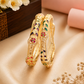 18K Gold Plated Hand-Painted Meenakari Wavy Floral Stone Bangles (1 Pair - Set of 2 for Both Hands)