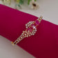 Gold Pink Flower Design Diamond Bracelet For Women
