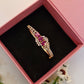 Gold Pink Flower Design Diamond Bracelet For Women