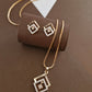 Delicate Square Diamond Pendant Set