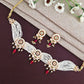 Multi-Strand Seed Pearl Choker Set with Circular Ruby-Emerald Motifs