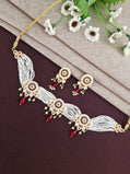 Multi-Strand Seed Pearl Choker Set with Circular Ruby-Emerald Motifs