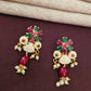 Ridhivam Royal Multi-Strand Pearl Choker Set with Ruby & Emerald Floral Motifs