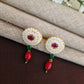 Traditional Pearl Disc Collar Necklace Set with Ruby & Emerald Accents
