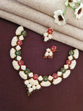 Traditional Seed Pearl Collar Necklace Set with Matching Earrings
