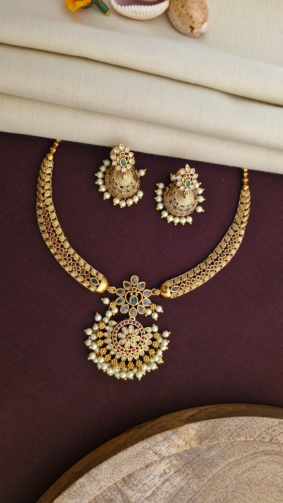 Royal Heritage Pendant & Jhumka Set