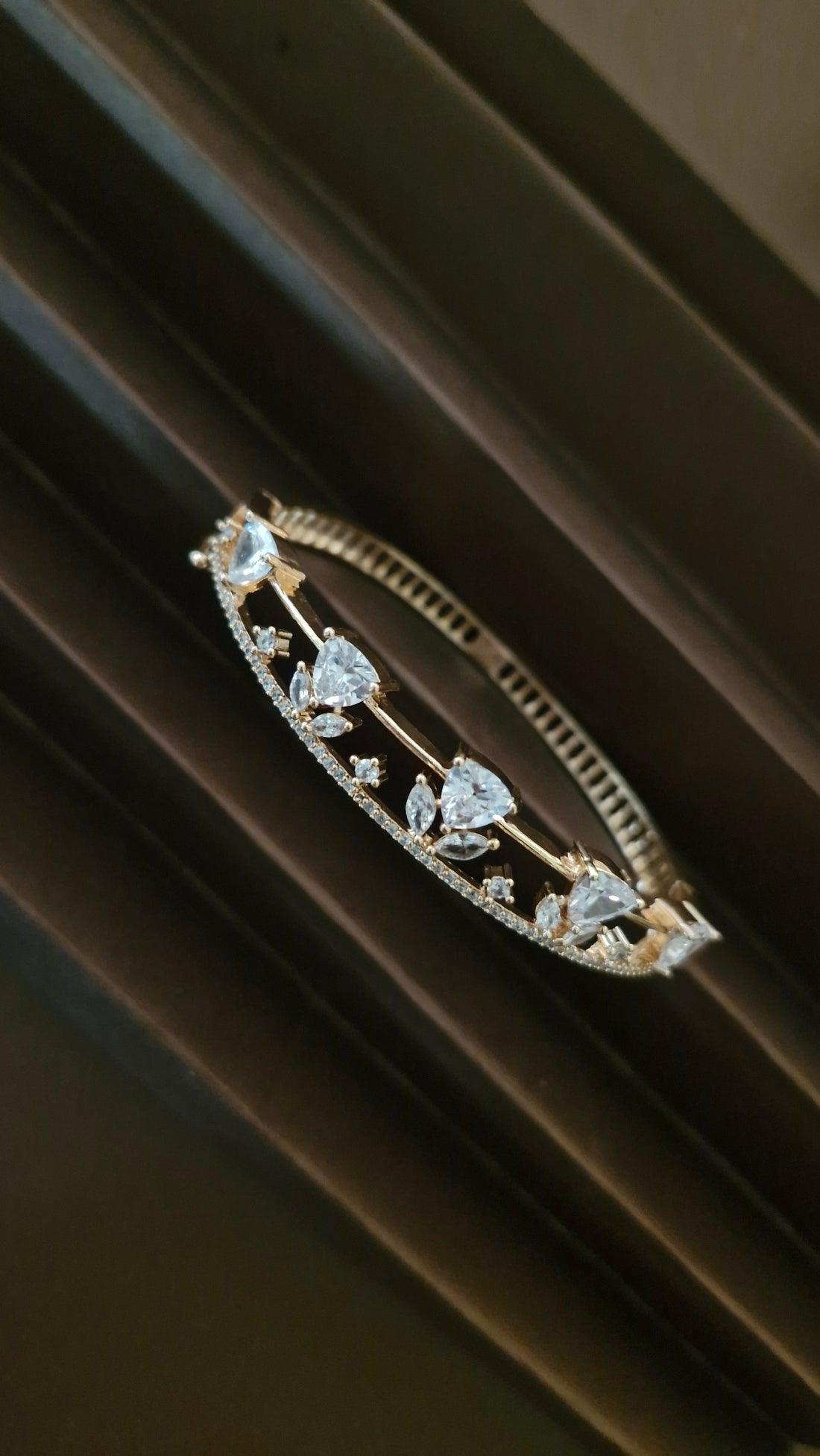 Modern Floating Diamond-Look Floral Bracelet