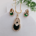 Emerald Green Teardrop AD Pendant Set
