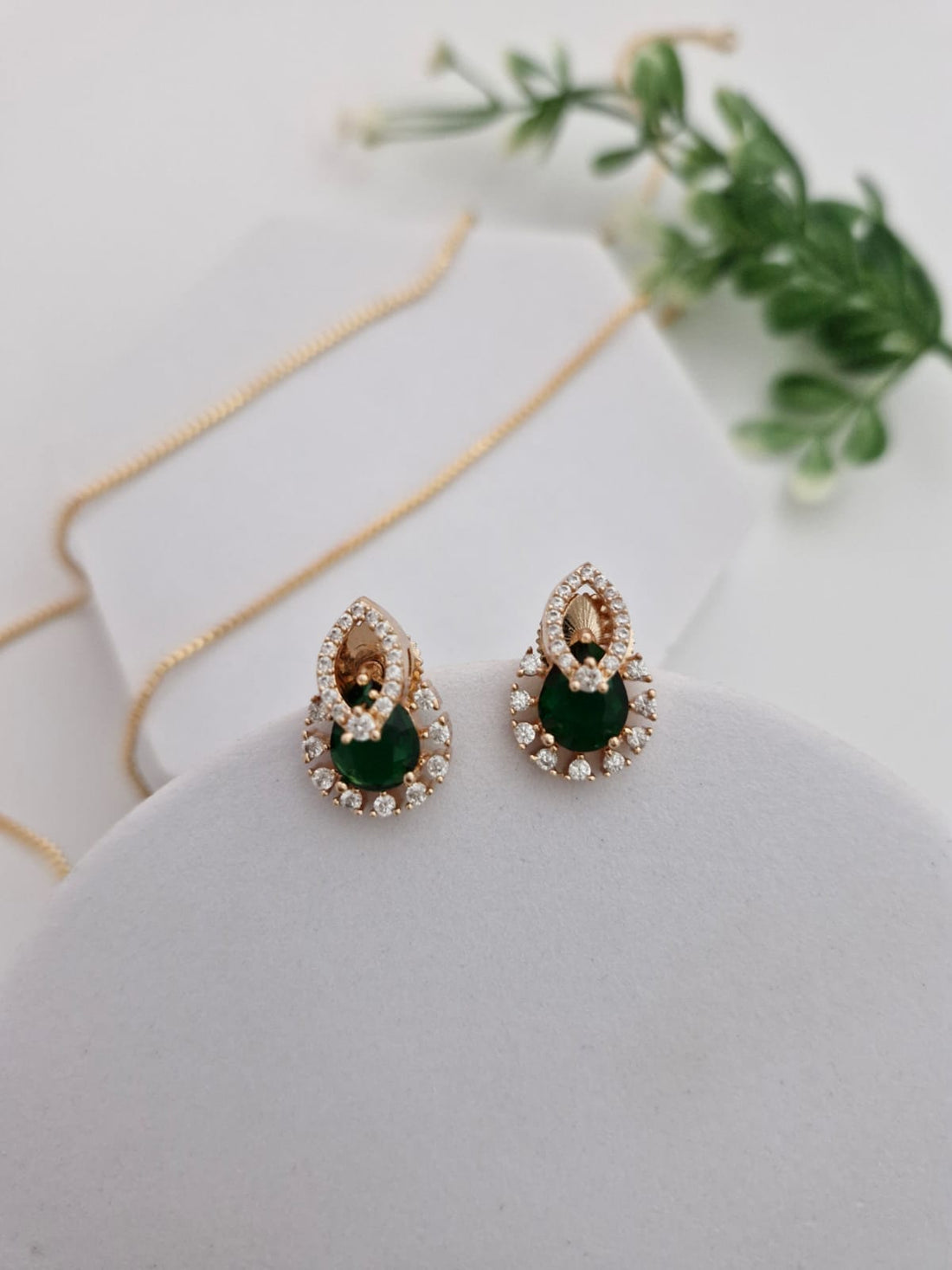 Emerald Green Teardrop AD Pendant Set