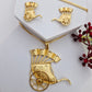 Gold-Tone Vintage Cart Pendant & Earring Set
