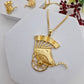Gold-Tone Vintage Cart Pendant & Earring Set