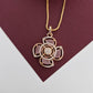 Rose Gold-Tone Blush Pink Floral & AD Pendant Set