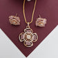 Rose Gold-Tone Blush Pink Floral & AD Pendant Set