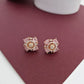 Rose Gold-Tone Blush Pink Floral & AD Pendant Set
