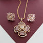 Rose Gold-Tone Blush Pink Floral & AD Pendant Set