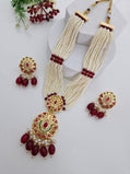 Multi-Strand Pearl Rani Haar Set with Ruby & Emerald Stones