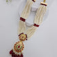 Multi-Strand Pearl Rani Haar Set with Ruby & Emerald Stones