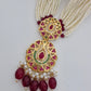 Multi-Strand Pearl Rani Haar Set with Ruby & Emerald Stones