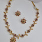 Gold-Tone Floral Vine Necklace Set with Ruby & Emerald Stones
