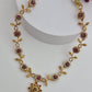 Gold-Tone Floral Vine Necklace Set with Ruby & Emerald Stones