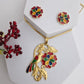 Gold-Tone Meenakari Bird & Floral Pendant Set