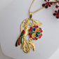 Gold-Tone Meenakari Bird & Floral Pendant Set