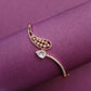 Rose Gold-Tone Pear Solitaire & Lattice Wing Cuff Bracelet