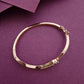 Rose Gold-Tone Pear Solitaire & Lattice Wing Cuff Bracelet