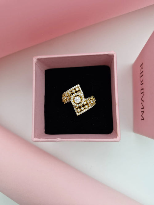 Royal Geometric Lattice Adjustable Ring (18K Gold Plated)