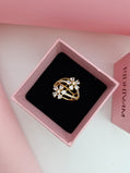 Twin Floral Cluster Gold Ring
