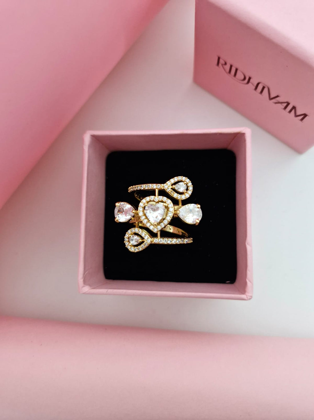 Royal Heart & Teardrop Multi-Band Statement Ring